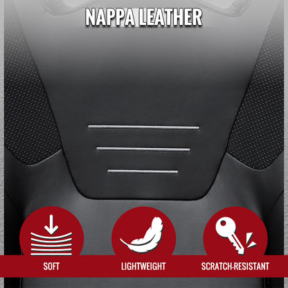 RACING SEAT - BLACK PU NAPPA WITH DOUBLE RED STITCH