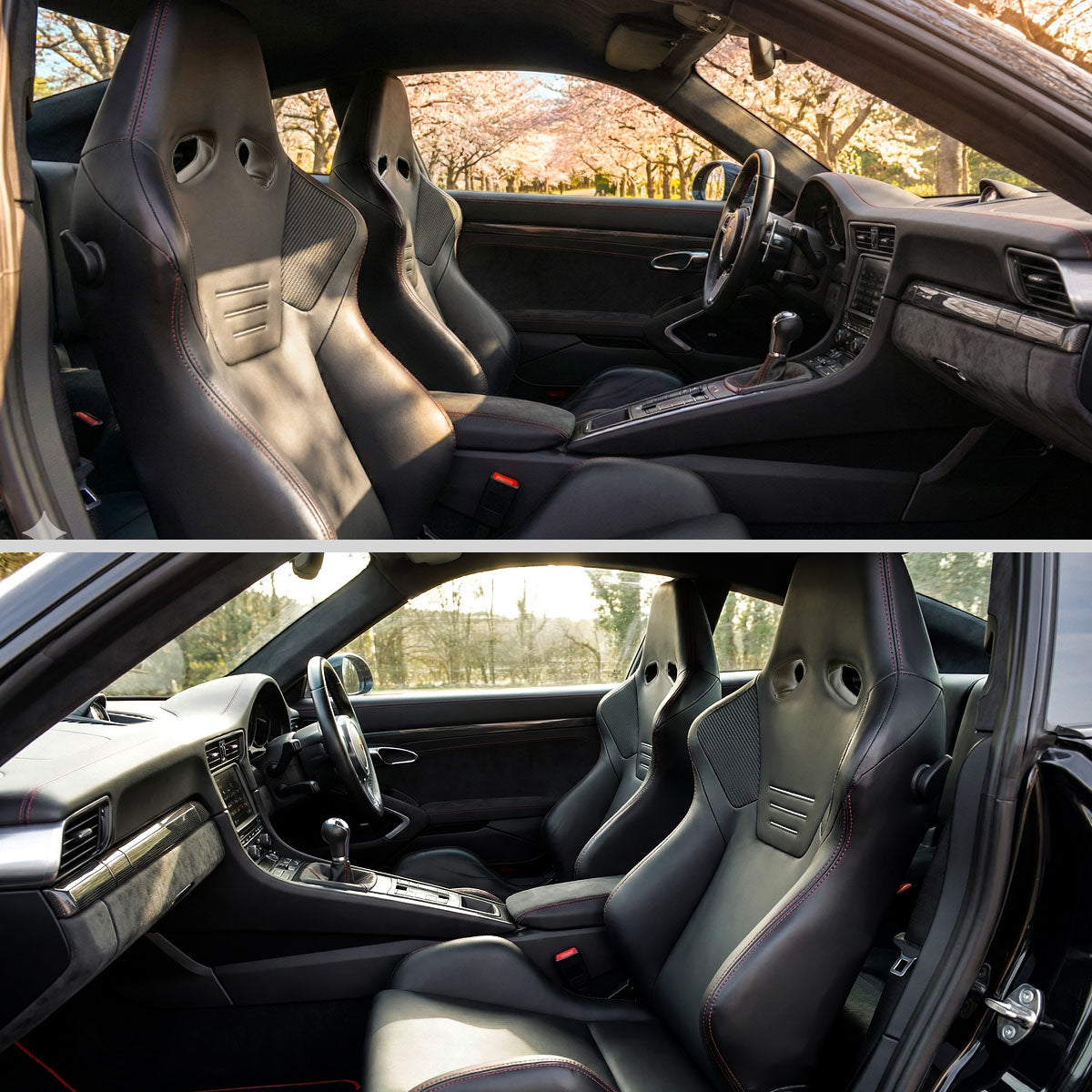 RACING SEAT - BLACK PU NAPPA WITH DOUBLE RED STITCH