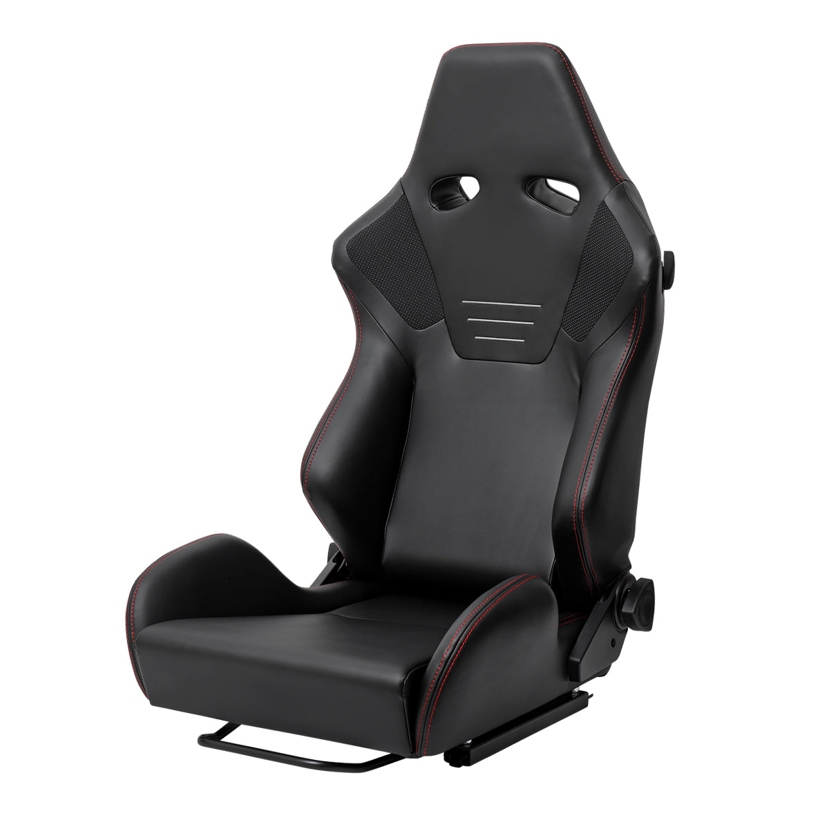 RACING SEAT - BLACK PU NAPPA WITH DOUBLE RED STITCH