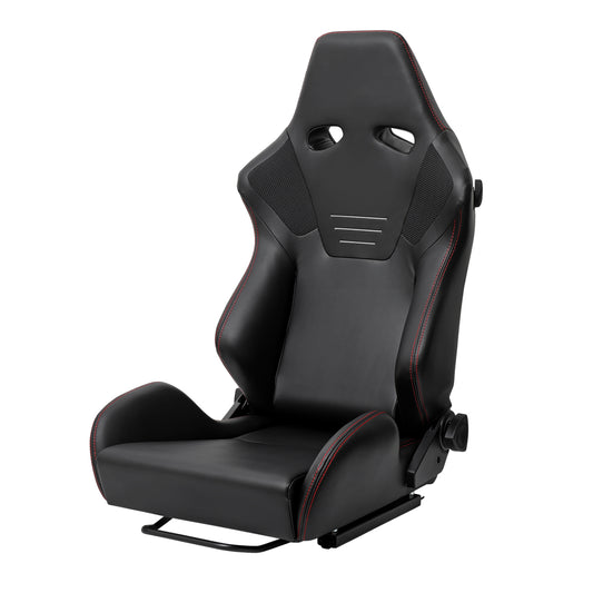 RACING SEAT - BLACK PU NAPPA WITH DOUBLE RED STITCH