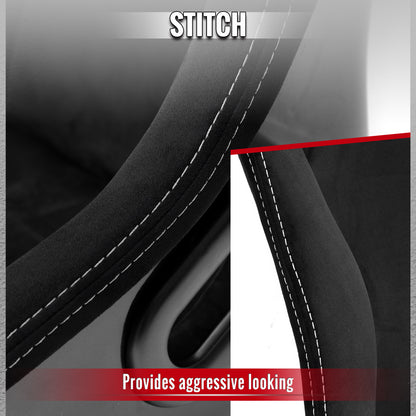 BUCKET RACING SEAT - FIBER GLASS BLACK SUEDE DOUBLE SILVER STITCH