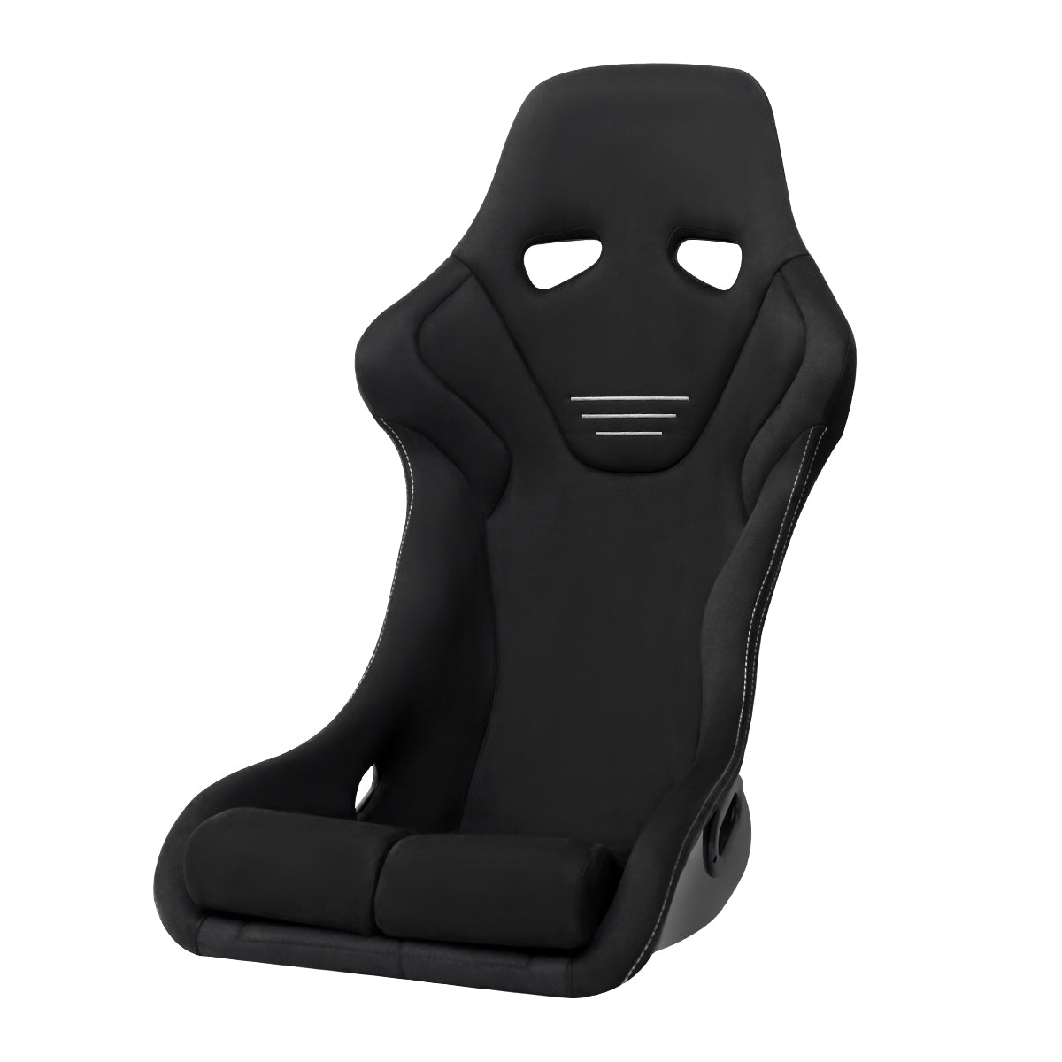 BUCKET RACING SEAT - FIBER GLASS BLACK SUEDE DOUBLE SILVER STITCH
