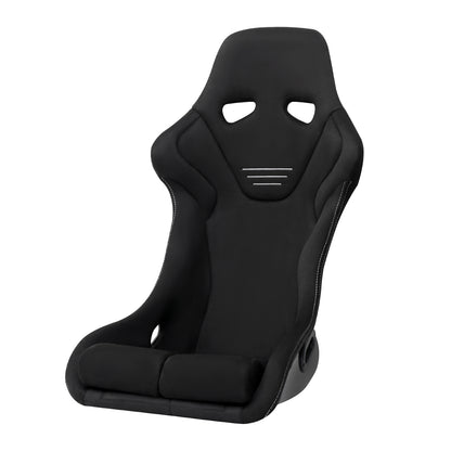 BUCKET RACING SEAT - FIBER GLASS BLACK SUEDE DOUBLE SILVER STITCH