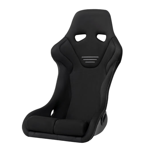 BUCKET RACING SEAT - FIBER GLASS BLACK SUEDE DOUBLE SILVER STITCH