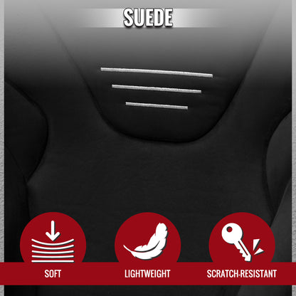 BUCKET RACING SEAT - FIBER GLASS BLACK SUEDE DOUBLE RED STITCH