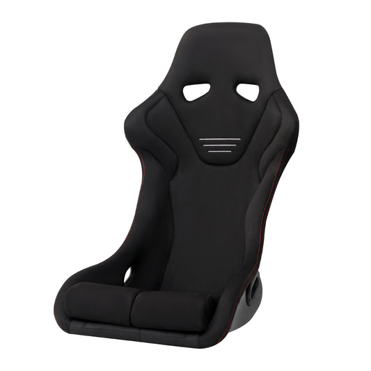 BUCKET RACING SEAT - FIBER GLASS BLACK SUEDE DOUBLE RED STITCH