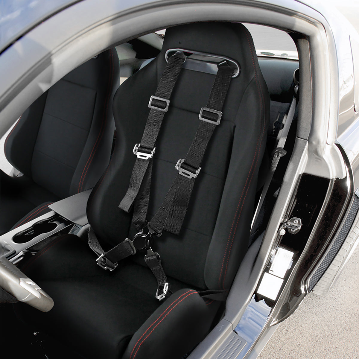 Universal Black 4 Point Quick Release Camlock Racing Seat Belt Safety Harness