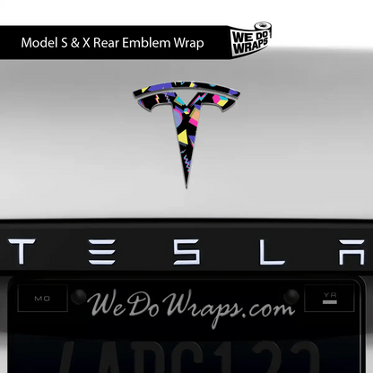 Rad 80's Tesla Emblem Decals (Front + Back) | Model S