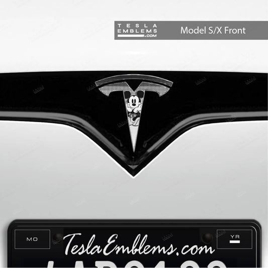 Retro Mickey Tesla Emblem Decals (Front + Back) | Model S