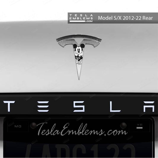 Retro Mickey Tesla Emblem Decals (Front + Back) | Model S