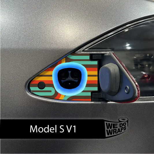 Retro Stripes Tesla Charge Port Wrap | Model S