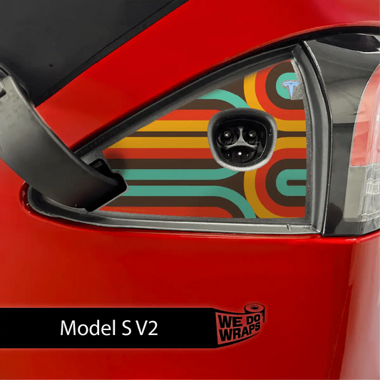 Retro Stripes Tesla Charge Port Wrap | Model S