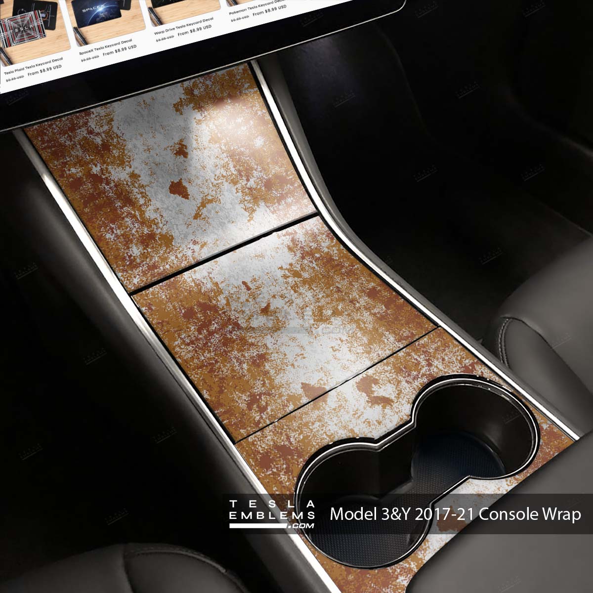 Rust | Tesla Center Console Wrap Kit | Model Y ’19-20