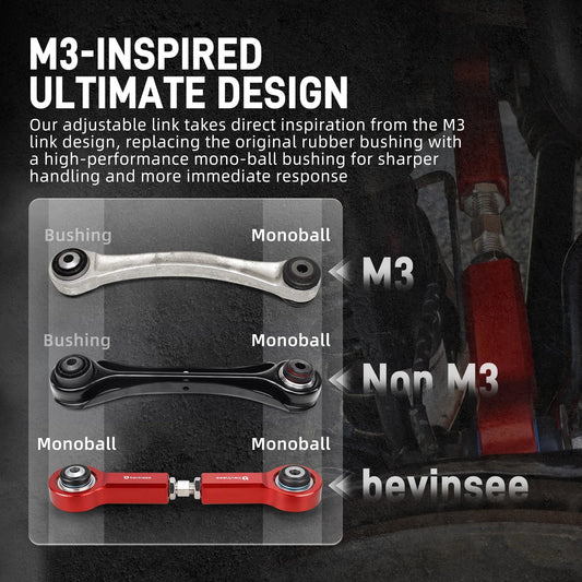 BMW E81 / E82 / E87 / E88 1 Series & E90 / E91 / E92 / E93 3 Series Adjustable Rear Upper Control Arms with Monoball Bushings 2005 - 2013