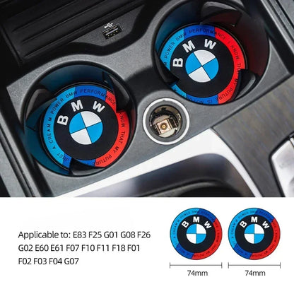 BMW Silicone Anti-Slip Car Coaster / Cup Mat 2-Piece Set for 1 / 3 / 4 / 5 Series, X3 / X5 / X7 (F20 / F40 / G01 / G02 / G05 / G22 / G30 / G32)