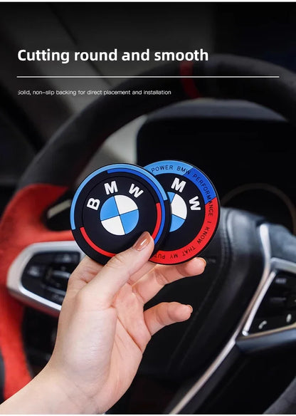 BMW Silicone Anti-Slip Car Coaster / Cup Mat 2-Piece Set for 1 / 3 / 4 / 5 Series, X3 / X5 / X7 (F20 / F40 / G01 / G02 / G05 / G22 / G30 / G32)