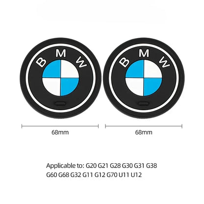BMW Silicone Anti-Slip Car Coaster / Cup Mat 2-Piece Set for 1 / 3 / 4 / 5 Series, X3 / X5 / X7 (F20 / F40 / G01 / G02 / G05 / G22 / G30 / G32)