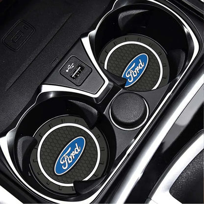 Ford Silicone Anti-Slip Car Coaster / Cup Mat for Focus MK2 / MK3 / MK4 / MK5, Fiesta MK7, Mondeo MK4 & Fusion (1-2 Piece Set)