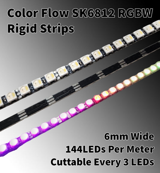 Color Flow 6mm Rigid Strips - 5v SK6812 RGBW