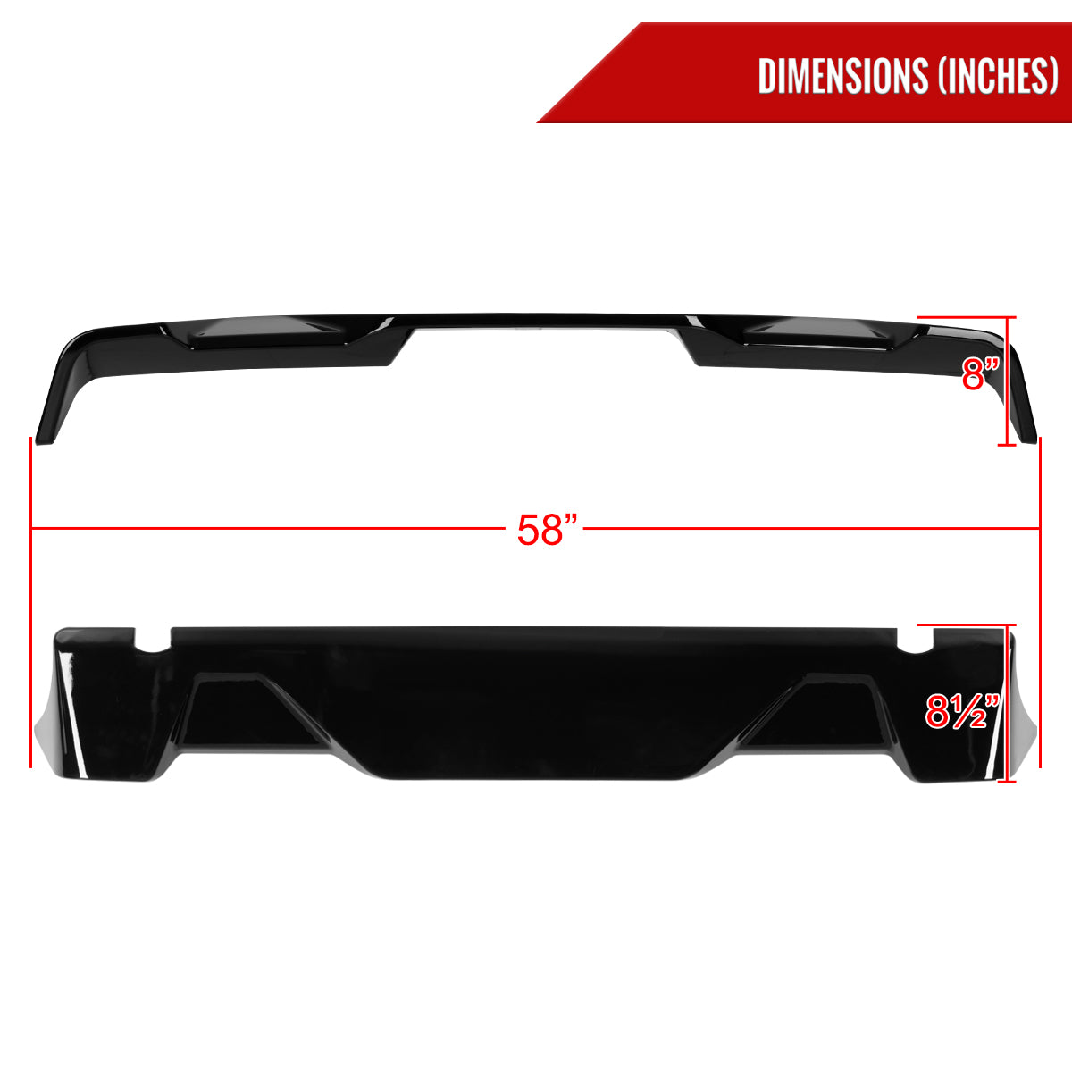 2015-2020 Ford F-150 1PC Rear Roof Glossy Black Truck Spoiler Wing