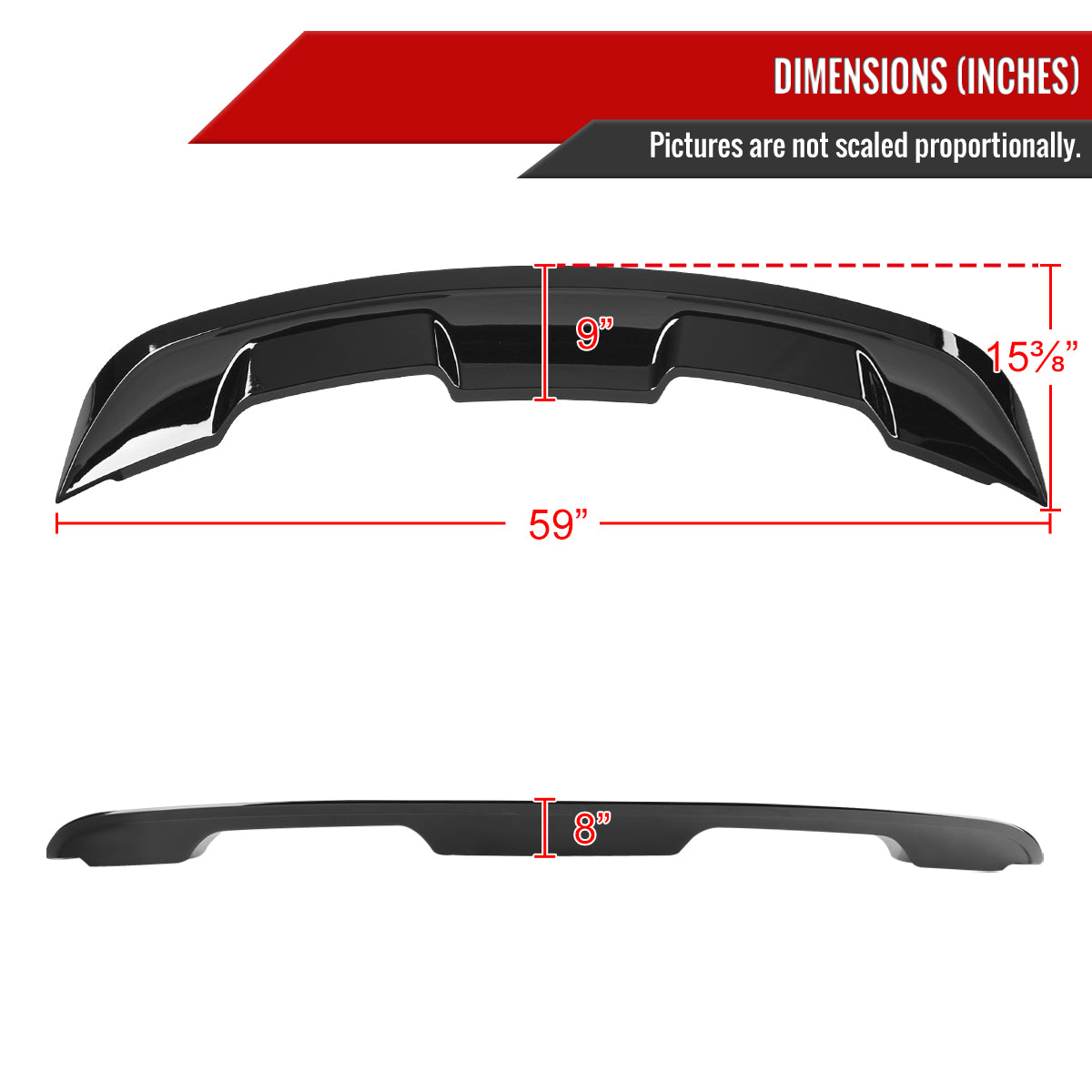2015-2022 Ford Mustang Glossy Black ABS GT500 Style Rear Spoiler