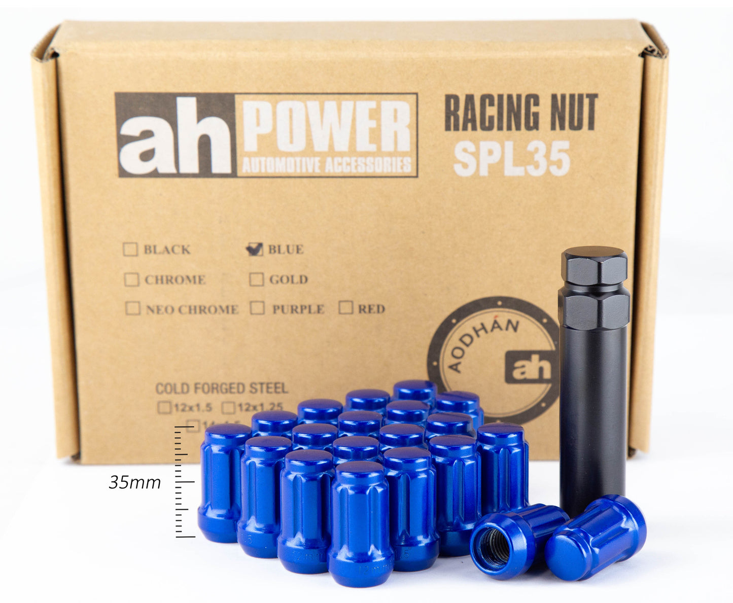 Aodhan Spline Lug nuts Set - Conical Seat ,35mm Overall Size