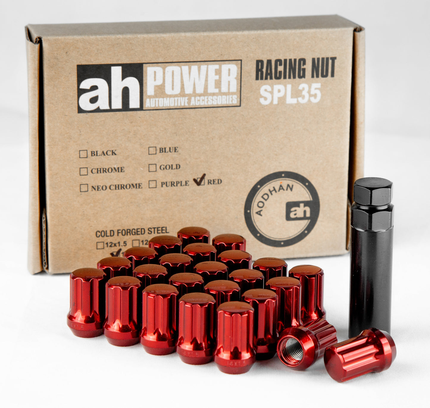 Aodhan Spline Lug nuts Set - Conical Seat ,35mm Overall Size