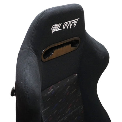 Adjustable Black Luxury Racing Lowered SR3 CONFETTI Style Velvet Seat w/ Sliders