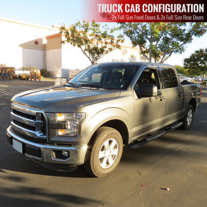 2015-2021 Ford F-150/F-250/F-350/F-450/F-550 Crew/SuperCrew Cab 3" Black Stainless Steel Side Step Nerf Bars