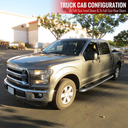 2015-2021 Ford F-150/F-250/F-350/F-450/F-550 Crew/SuperCrew Cab 3" Chrome Stainless Steel Side Step Nerf Bars