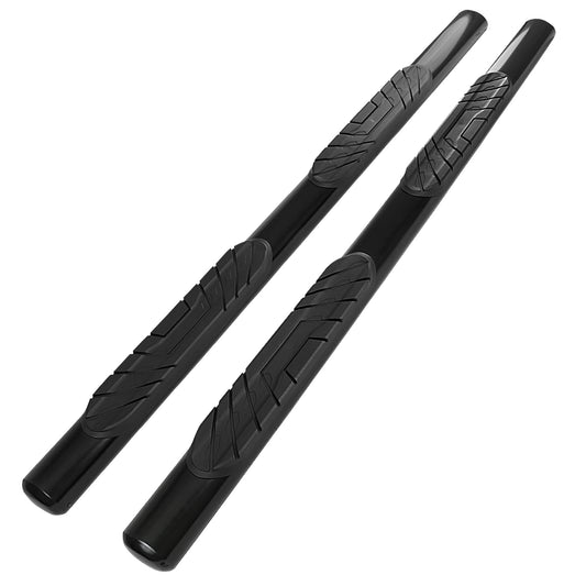 2019-2021 Chevrolet Silverado/GMC Sierra 1500/2500/3500 Double Cab 4" Black Stainless Steel Side Step Nerf Bars by NTXGlow