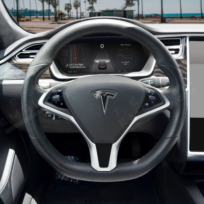 3M Gloss Black Tesla Steering Wheel Decals (3pcs) | MS 2012-Jan 2021