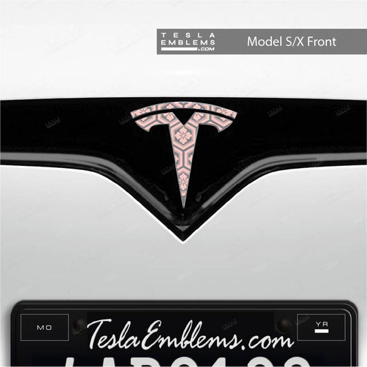 Sakura Hex Tesla Emblem Decals (Front + Back) | Model S