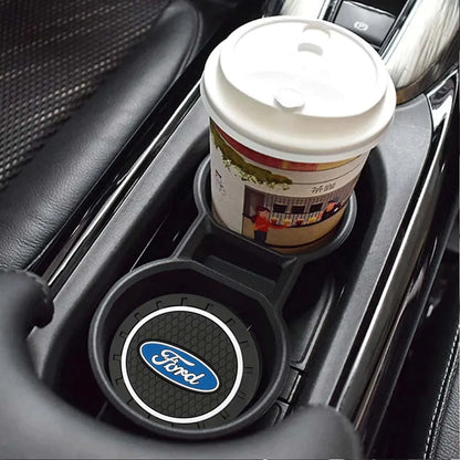Ford Silicone Anti-Slip Car Coaster / Cup Mat for Focus MK2 / MK3 / MK4 / MK5, Fiesta MK7, Mondeo MK4 & Fusion (1-2 Piece Set)