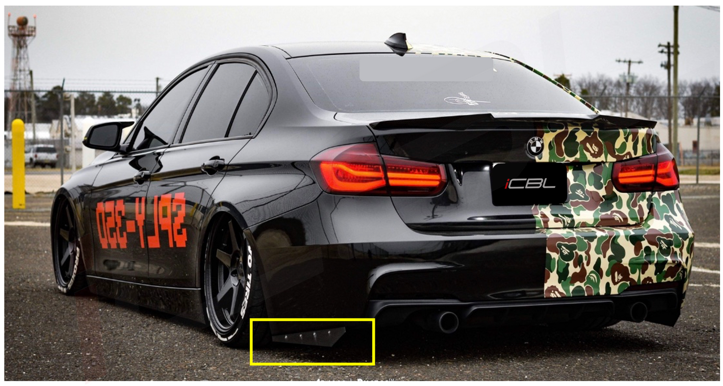 BMW Carbon Fiber Rear Bumper Splitter Extensions Gloss Wet (Rivets)