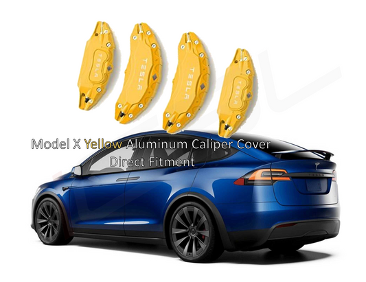 Tesla Model X Brake Caliper Covers Aluminum Front & Rear YELLOW 2018- 2022 (4PCS)