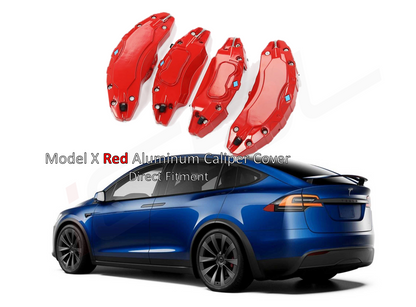 Tesla Model X Brake Caliper Covers Aluminum Front & Rear Red 2018-2022 (4PCS)