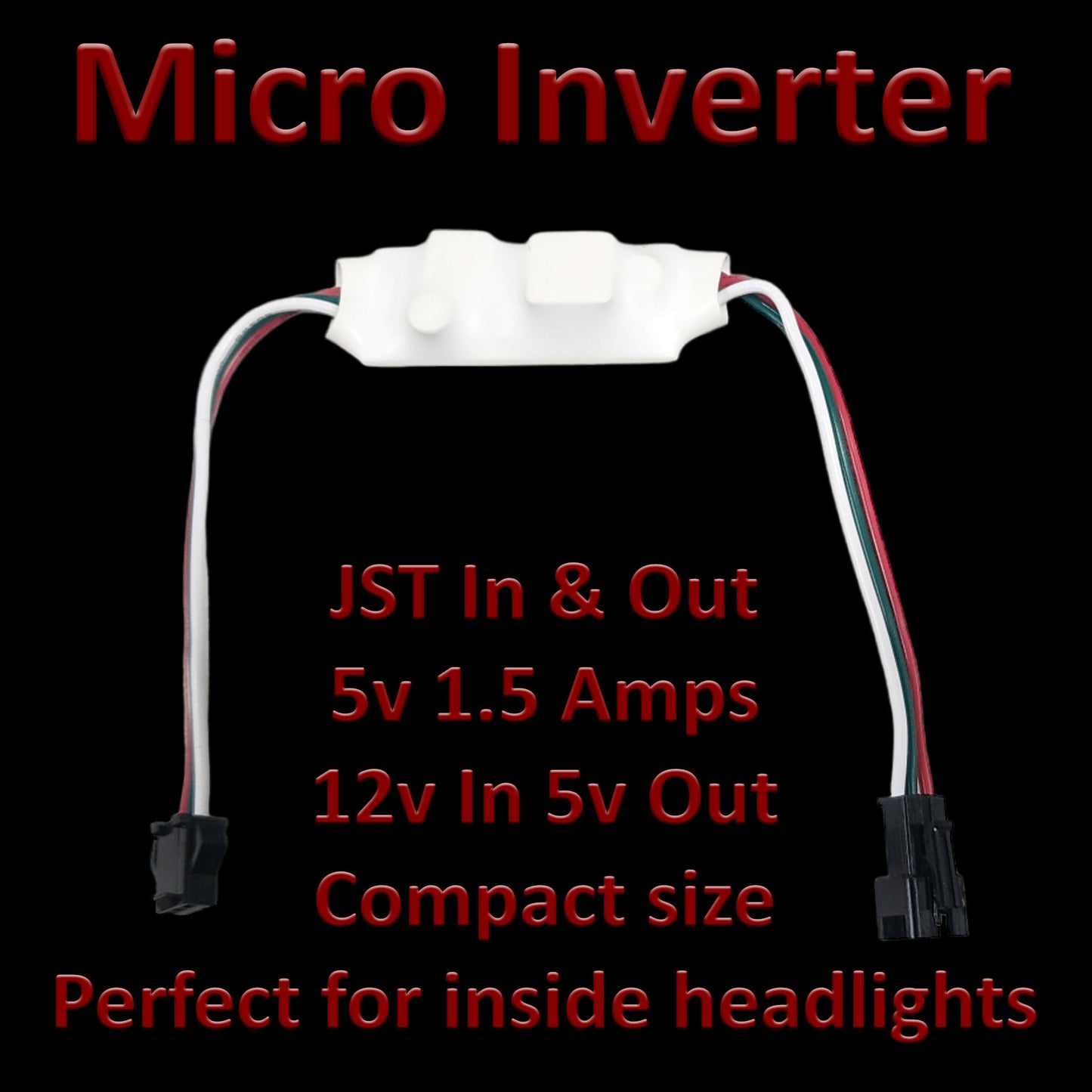 5V 1.5A Micro Inverter with Quick JST Connects