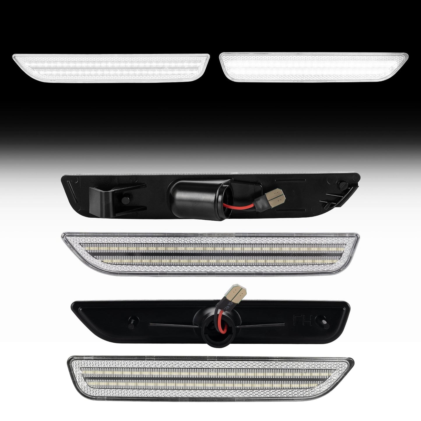 2010-2014 Ford Mustang Clear Lens White Dynamic Animation LED Side Markers