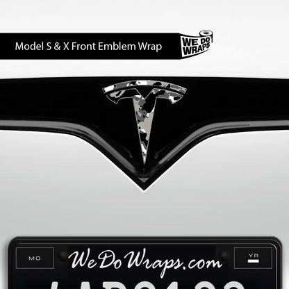 Camo Tesla Emblem Decals (Front + Back) | Model S