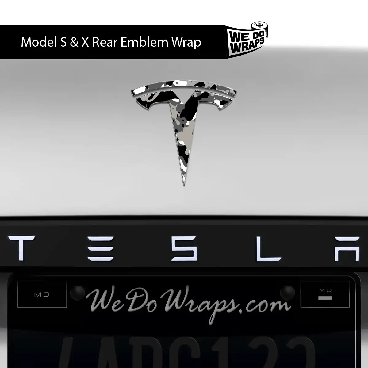 Camo Tesla Emblem Decals (Front + Back) | Model S