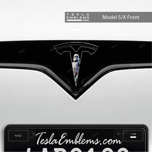 Storm Trooper Tesla Emblem Decals (Front + Back) | Model S