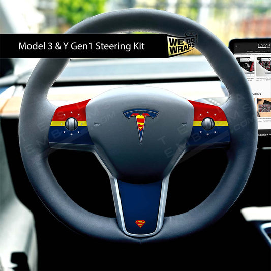 Superman Tesla Steering Wheel Wrap | MY 2019-'25