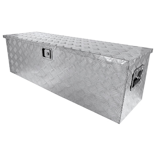 Universal 44" Heavy Duty Silver Aluminum Truck Tool Box w/ Side Handles, Lock, & Keys