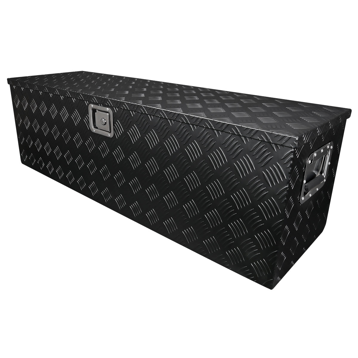 Universal 44" Heavy Duty Black Aluminum Tool Box w/ Side Handles, Lock, & Keys