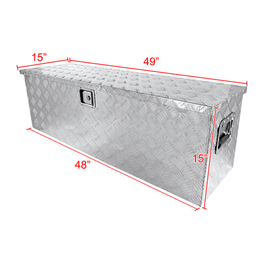 Universal 49" Heavy Duty Silver Aluminum Truck Tool Box w/ Side Handles, Lock, & Keys