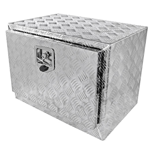 Universal 24" Heavy Duty Silver Aluminum Underbody Truck Tool Box w/ T-Handle Latch, Lock, & Keys