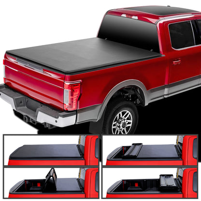 2017-2023 Ford F250 F350 SuperDuty 6'8" Bed Soft Quad-Fold Tonneau Cover