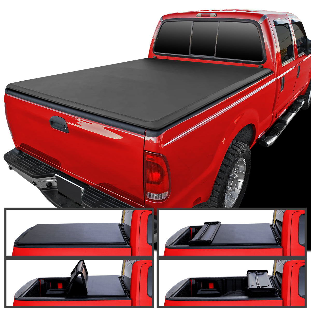 1999-2016 Ford F250 F350 SuperDuty 6'6" Bed Soft Quad-Fold Tonneau Cover