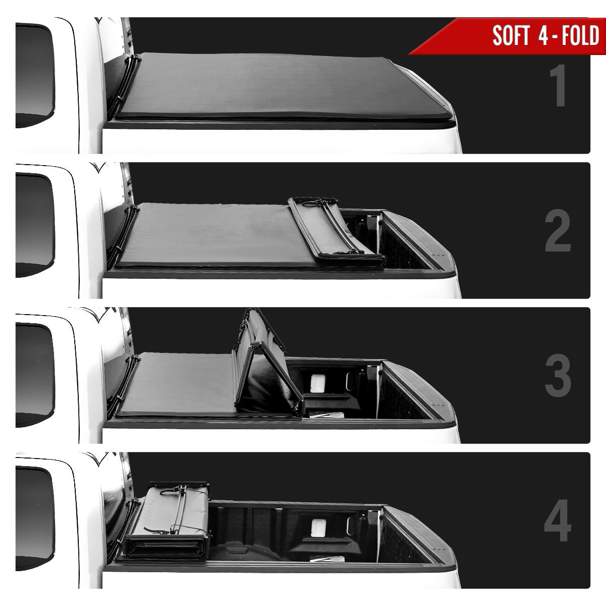2019-2023 Ford Ranger 6' Bed Soft Quad-Fold Tonneau Cover
